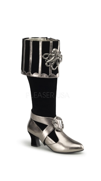 3 3/4\" Heel, Cuffed Knee Boot W/ Octopus Buckles