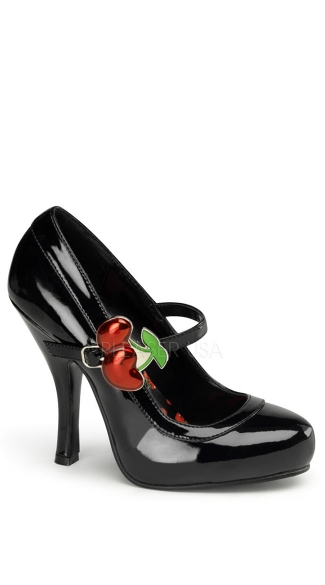 4 1/2\" Heel, 3/4\" Hidden P/f Mary Jane Pump W/ Cherry Buckle