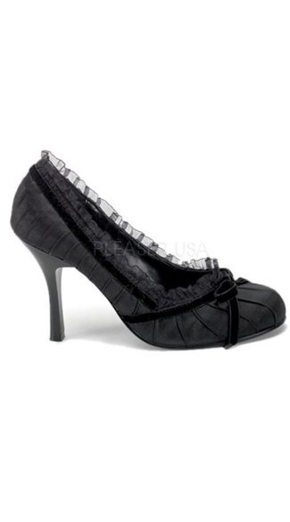 Satin Pleated Pump, Round Toe Pumps, Satin Pump Heels