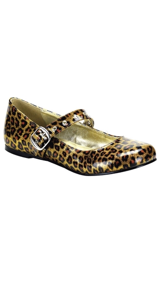 goth Punk Roackabilly Ballet Flat Mj W/ Cheetah Print