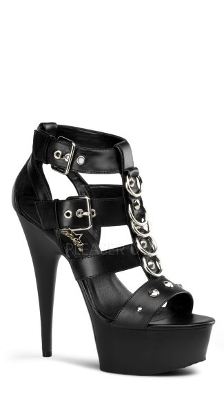 6\" Heel, 1 3/4\" Pf Strappy T-strap Close Back Sandal