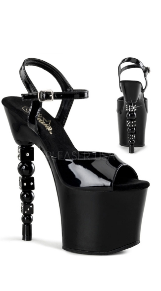 7\" Rs Embellished Stacked Dice Heel, 3 1/4\" Pf Sandal