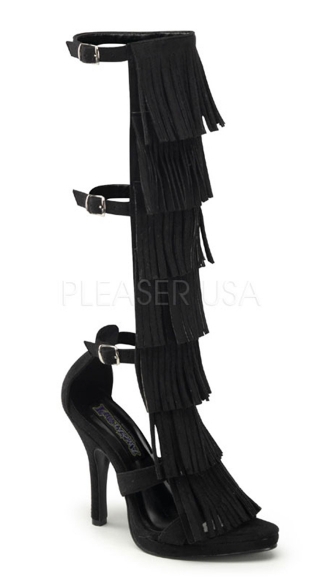 Native American Fringe Knee High Sandals, Buckle Native American Sandals - Yandy.com