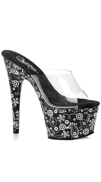 7\" Stiletto Heel Bandana Print Platform Sandal, Sexy Bandana Print Sandal