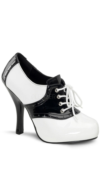 4 1/2\" Heel, 3/4\" Hidden Pf,two Tone, Lace Up Saddle Shoe