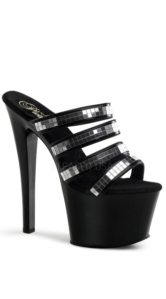 7 Inch Stiletto Heel Four-band Platform Slide
