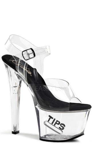 7 Inch Tips Sandal, Sexy Tip Jar Sandal, Sexy Tips Sandal
