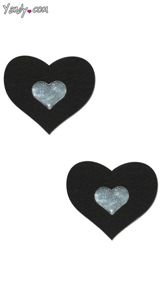 Black and Silver Heart Pasties