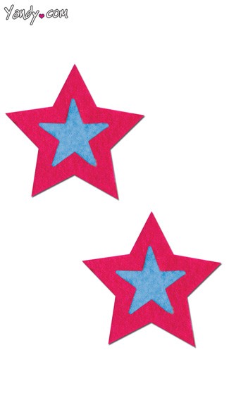 Hot Pink and Turquoise Star Pasties, Hot Pink and Turquoise Pasties, Turquoise and Hot Pink Star Pasties