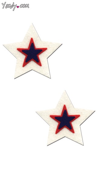 White Black and Red Star Pasties, White Black and Red Star Shaped Pasties, Multicolor Star Shaped Pasties