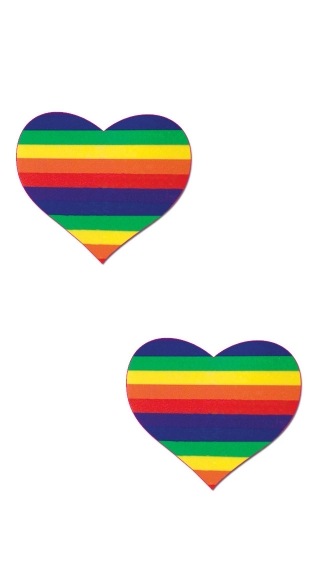 Rainbow Heart Pasties, Striped Heart Pasties, Colorful Rainbow Pasties
