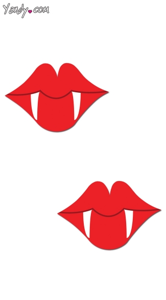 Lip Shaped Pasties with Fangs, Lip Pasties, Red Pasties