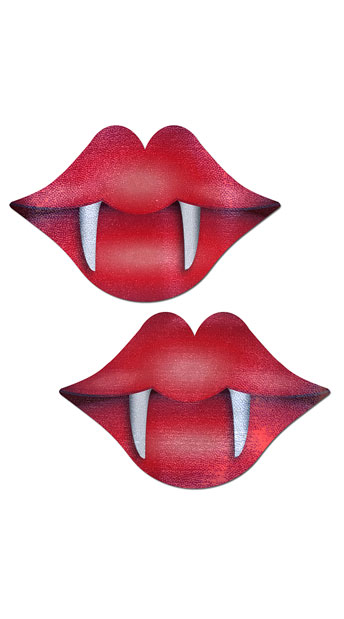 Lip Shaped Pasties with Fangs, Lip Pasties, Red Pasties