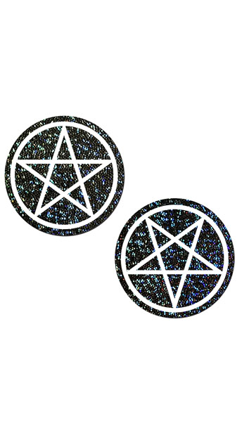 Glittering Pentagram Pasties, Round Glitter Pasties, Pentagram Pasties