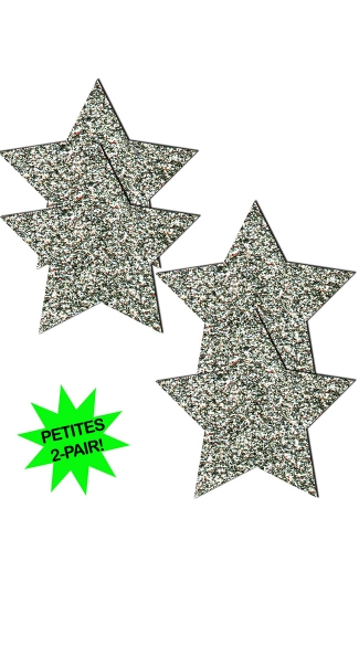 Small Silver Glitter Star Pasties, Silver Star Pasties, Mini Star Pasties