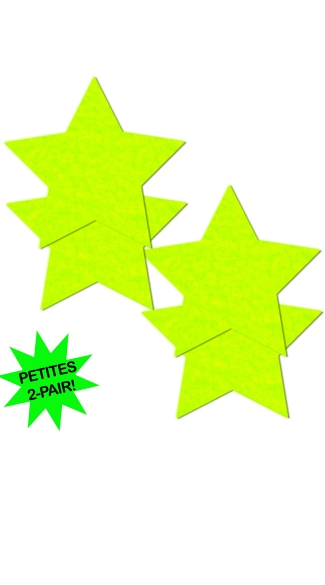 Small Neon Yellow Star Pasties, Neon Yellow Star Pasties, Hot Yellow Pasties