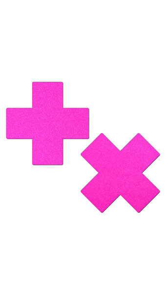 Glow in the Dark Pink X Pasties, pink cross pasties