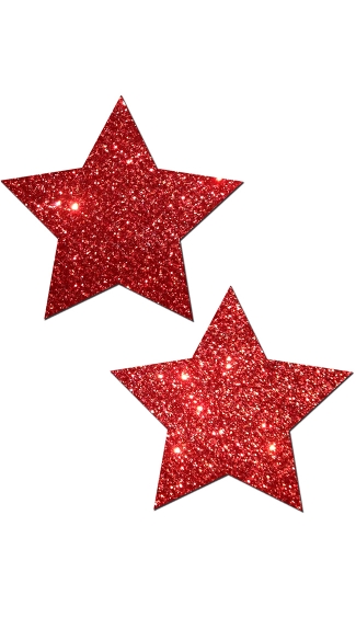Red Glitter Star Pasties, Breast Petals, Pasties Burlesque