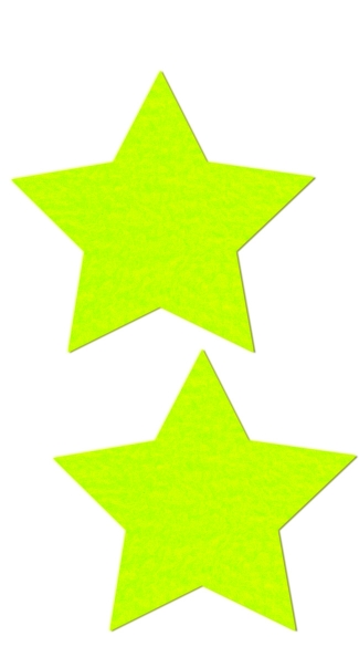Neon Yellow Day Glow Star Pasties, Hot Yellow Star Pasties, Day Glow Pasties