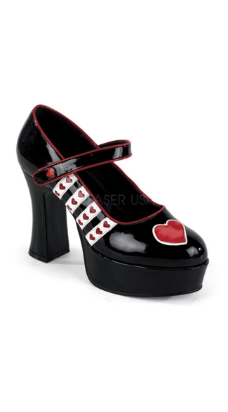 Queen of Hearts Mary Janes, Heart Print Mary Janes, Queen Of Hearts Shoes