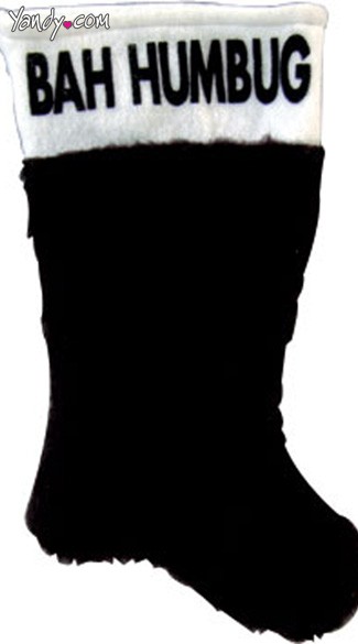 19\" Plush Bah Humbug Stocking, Bah Humbug Stocking, Black Chirstmas Stocking
