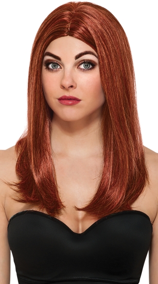 Black Widow Wig, Natasha Romanoff Wig, Long Auburn Wig