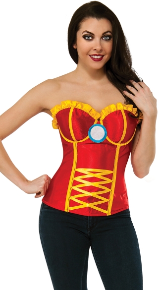 Satin Iron Woman Corset, Sexy Superhero Corset Top, Iron Man Corset Costume