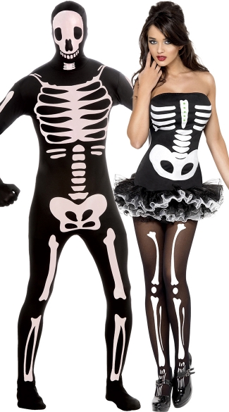 Nothing But Bones Couples Costume, Scary Skeleton Couples Costume, Couples Skeleton Costume, Fever Skeleton Couples Costume