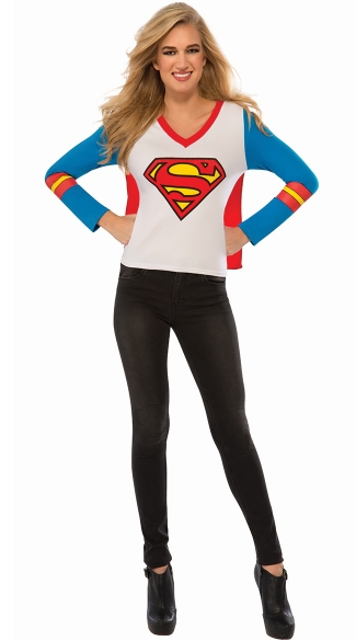 Supergirl Costume T-Shirt, Supergirl Sport Tee, Superman Shirt with Cape, Sexy Superman Shirt