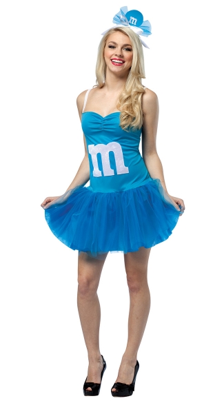 Blue M&M Party Dress Costume, Blue M&M Costume, Womens Blue M and M Costume