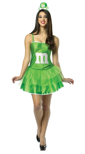 Green M&M Party Dress Costume, Sexy Green M&M Costume, Green M and M Costume
