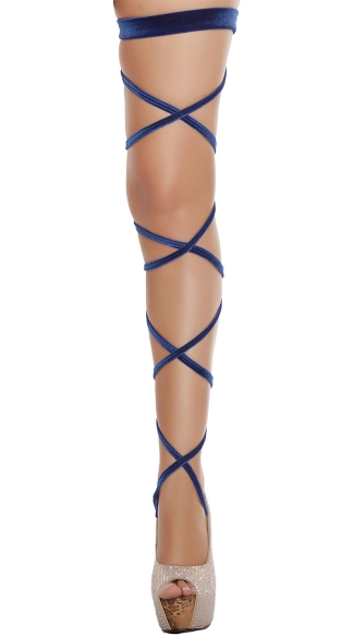 Velvet Leg Strap with Attached Garter, 100\" Velvet Leg Strap with Attached Garter, Sexy Velvet Leg Strap with Attached Garter