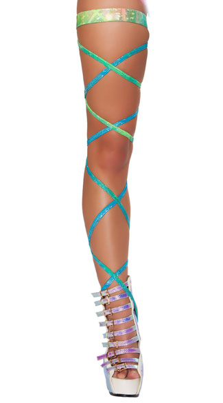Sparkling Iridescent Leg Wraps, Shiny Leg Wraps, Rainbow Leg Wraps