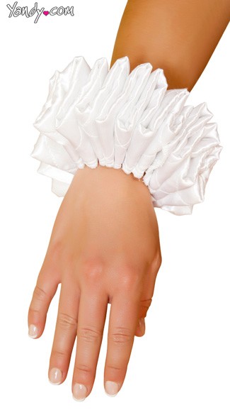 White Ruffled Jester Cuffs, Ruffled Wrist Cuffs, Jester Costume Cuffs