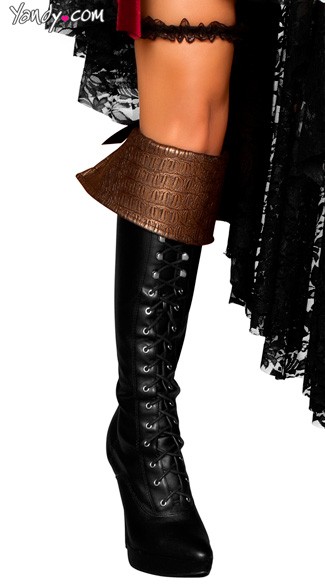 Pirateer Boot Covers, Gold Boot Covers, Tie Back Boot Covers