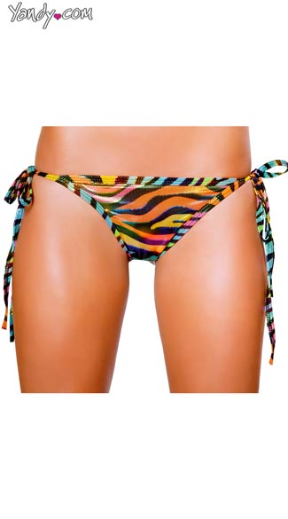 Rainbow Zebra Full Back Bikini Bottom, Sexy Bikini Bottom, Rainbow Bikini, Animal Print Bikini