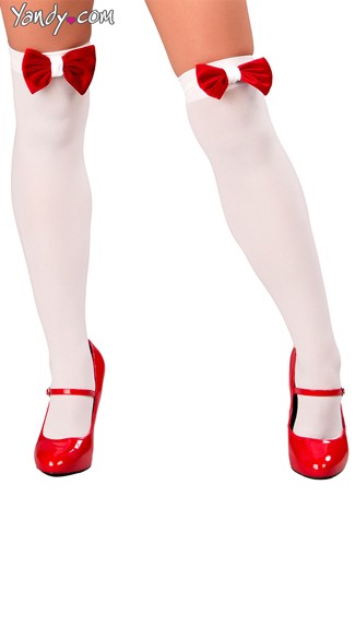 Red Bow Stockings, White Christmas Stockings