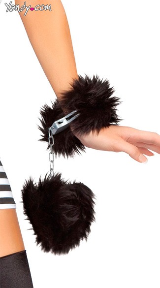 Fur Trimmed Handcuffs, Faux Fur Hand Cuffs, Handcuffs With Fur