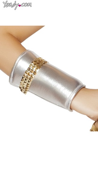 Silver Wrist Cuffs with Gold Studs, Gold and Silver Wrist Cuffs