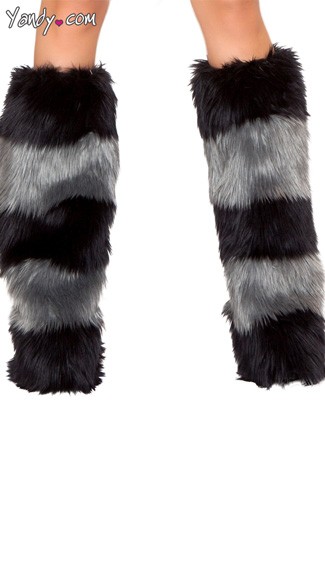 Striped Fur Leg Warmers, Furry Leg Warmers, Costume Leg Warmers