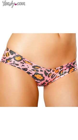 Shimmery Pink Leopard Low Rise Short, Animal Print Booty Short, Sexy Booty Short, Pink Leopard Booty Short