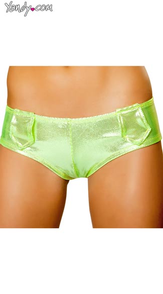 Shiny Booty Short with Belt Loops, Metallic Booty Short, Sexy Booty Short