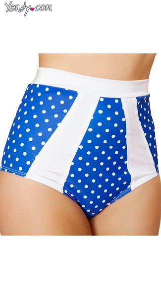 Blue and White High Waisted Pinup Shorts, Blue High Waisted Shorts