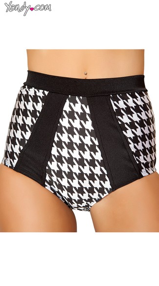 Houndstooth High Waisted Shorts, Houndstooth Shorts