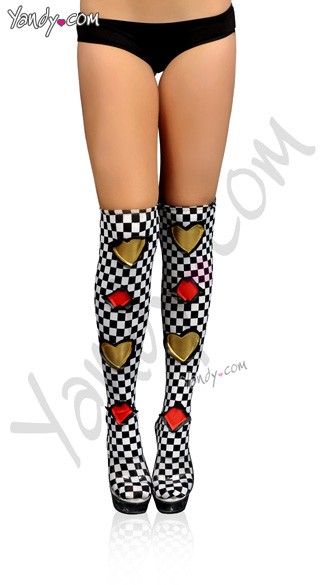 Red Queen Stockings, Wicked Wonderland Stockings, Red Queen Costume Stockings, Wicked Queen Stockings