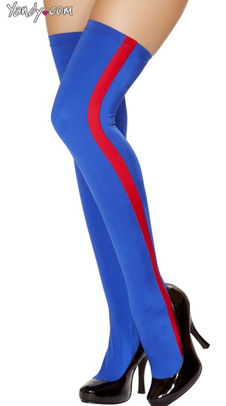 Marine Stockings, Blue Costume Stockings, Marine Costume Thigh Highs