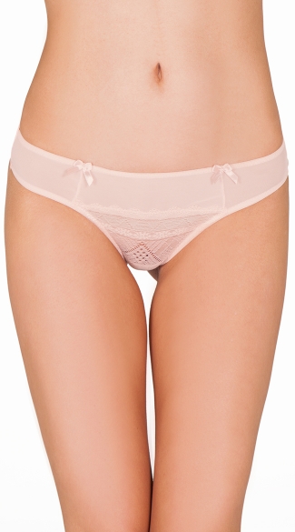 Rose Floral Plaid Thong, Pink Mesh Thong, Pink Plaid Thong