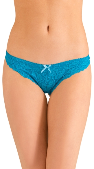 Teal Blue Amour Thong, Teal Lace Thong