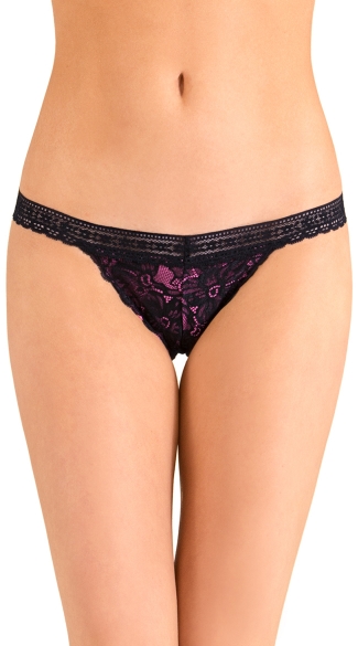 Pink Island Flower Bikini Panty, Full Back Panty, Lace Bikini Panty