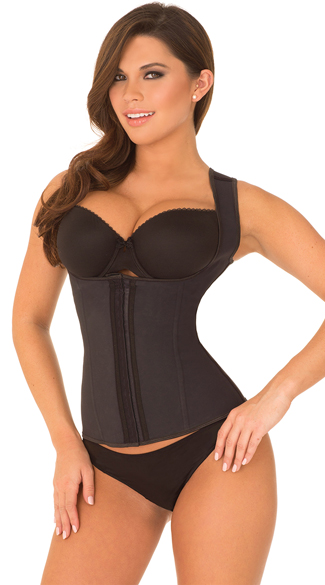 Plus Size Black Thick Strapped Contour Waist Trainer, Plus Size Black Strapped Waist Cincher, Plus Size Strapped Waist Trainer